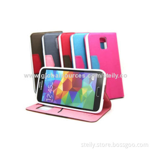 Commercial style window plug-in card leather mobile phone case for Samsung Galaxy S5